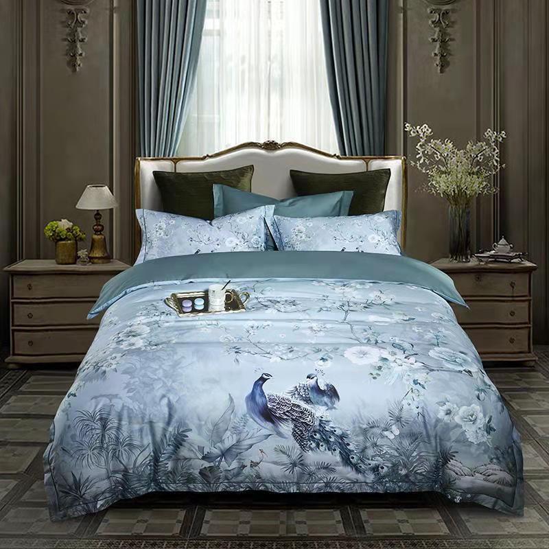 Juego de cama de lujo de 4 piezas en 100 % algodón egipcio de 600 hilos