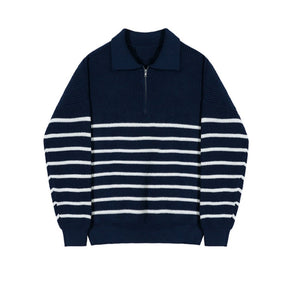 ANYANG Striped Half-Zip Sweater