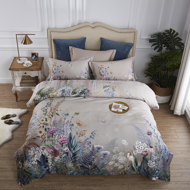 Juego de cama de lujo de 4 piezas en 100 % algodón egipcio de 600 hilos