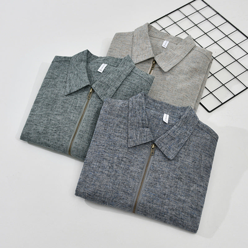 Constantino Taro Cotton Linen Zip Jacket