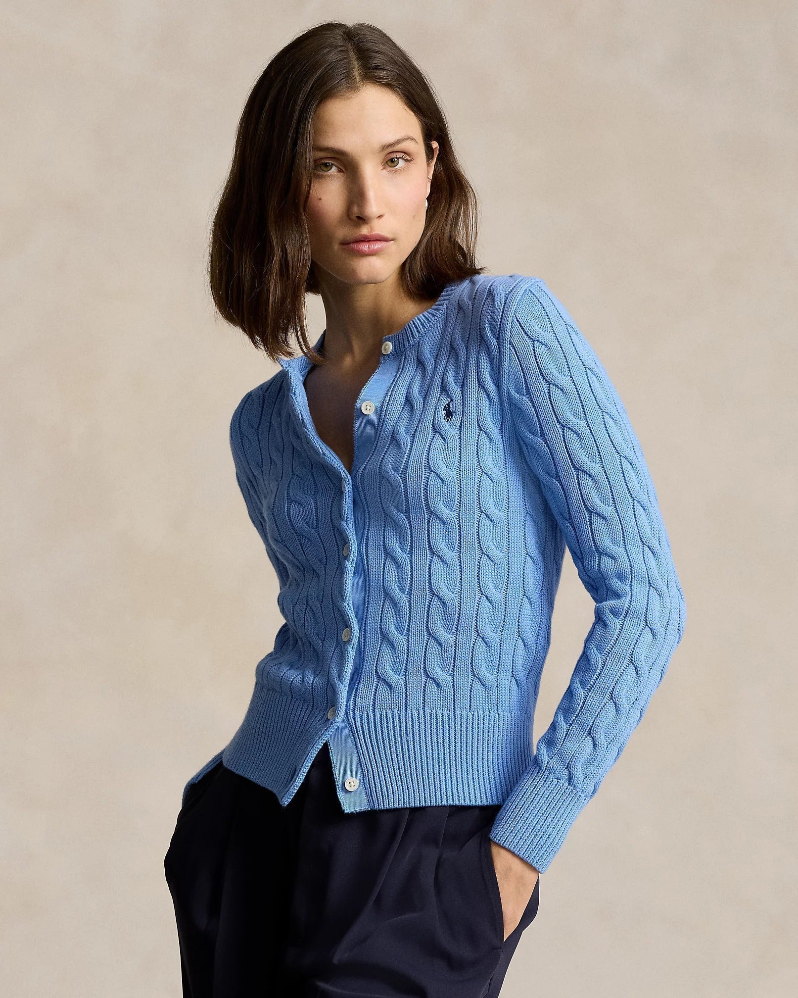 RL Cardigan | Cotton Cable-Knit