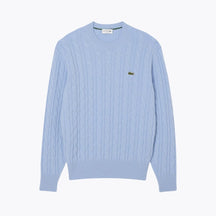 LC Cable Knit Carded Wool Crew Neck Sweater
