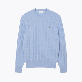 LC Cable Knit Carded Wool Crew Neck Sweater