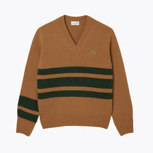 LC Striped Wool V Neck Sweater