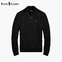 RL Chunky Cable-Knit Cotton Quarter-Zip Sweater