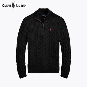 RL Chunky Cable-Knit Cotton Quarter-Zip Sweater