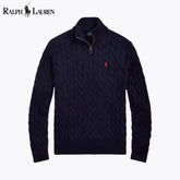 RL Chunky Cable-Knit Cotton Quarter-Zip Sweater