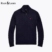 RL Chunky Cable-Knit Cotton Quarter-Zip Sweater