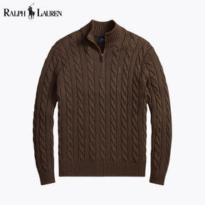 RL Chunky Cable-Knit Cotton Quarter-Zip Sweater