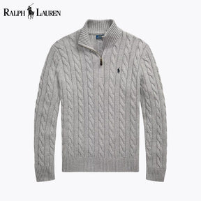 RL Chunky Cable-Knit Cotton Quarter-Zip Sweater