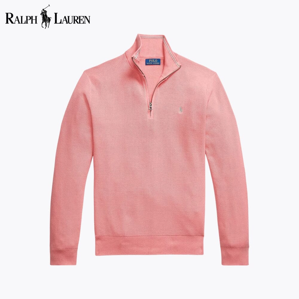 RL Mesh-Knit Cotton Quarter-Zip Sweater