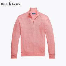 RL Mesh-Knit Cotton Quarter-Zip Sweater
