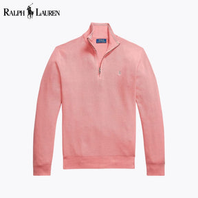 RL Mesh-Knit Cotton Quarter-Zip Sweater