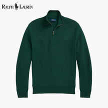 RL Mesh-Knit Cotton Quarter-Zip Sweater