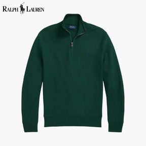 RL Mesh-Knit Cotton Quarter-Zip Sweater