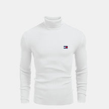 TH Turtleneck Cable-Knit Wool Sweater